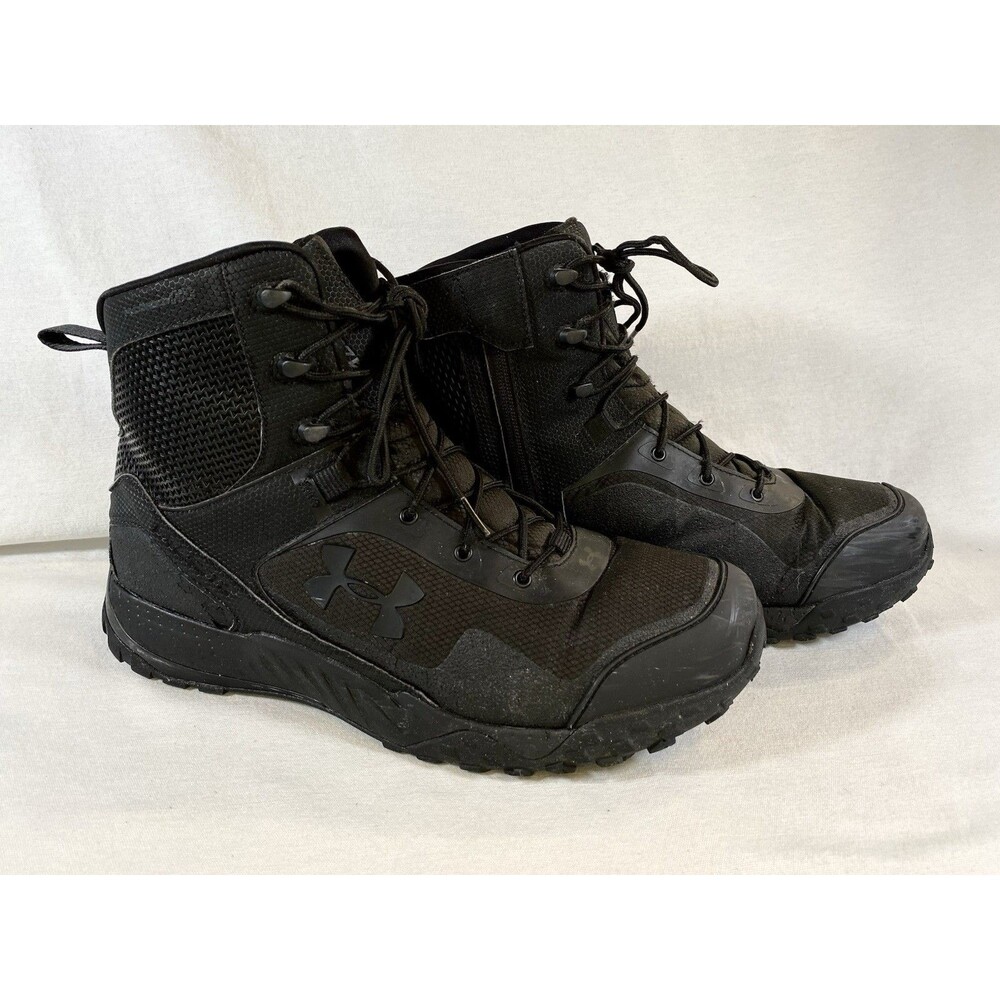 Under Armour Valsetz Black Tactical Boots Men's Size 13 Side Zip EUC